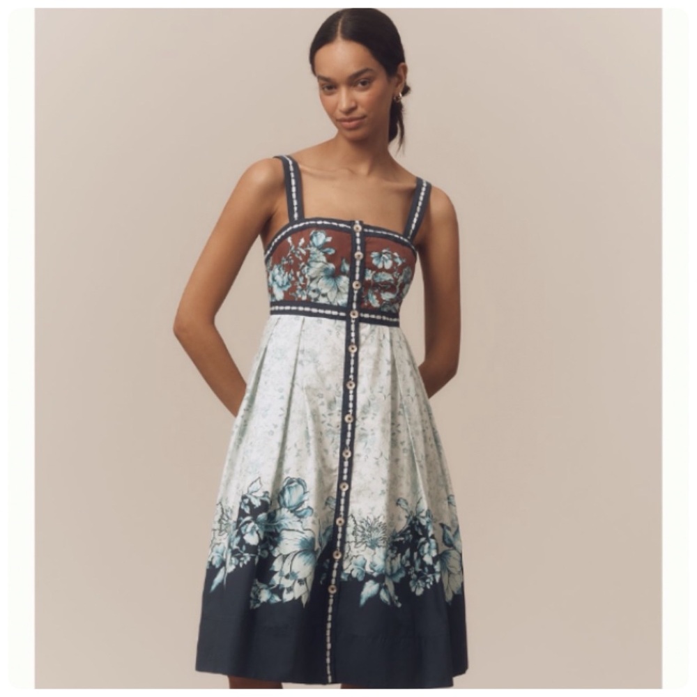 NWT Anthropologie Maeve Sleeveless Square-Neck Button-Front Midi Dress, L - Picture 3 of 14